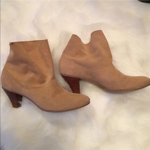 Cynthia Vincent suede slouch ankle bootie tan